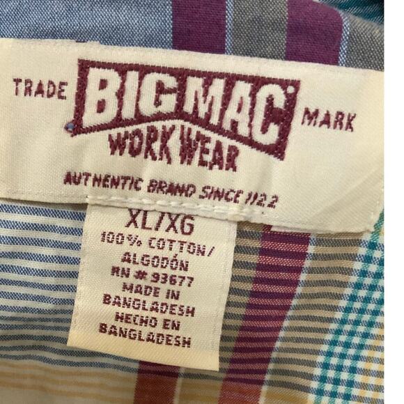 Big Mac Work Wear Plaid Shirt Mens XL Long Sleeve Pearl Snap Button Up Western - Picture 6 of 6